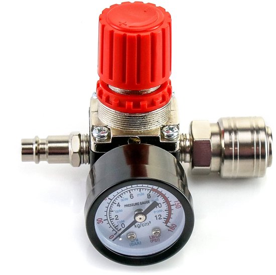 Ynkkvre - Drukregelaar - 1/4" Luchtcompressor - Vierwegklep - Drukregelventiel - Aansluiting 140 PSI / 12 Bar van Ynkkvre
