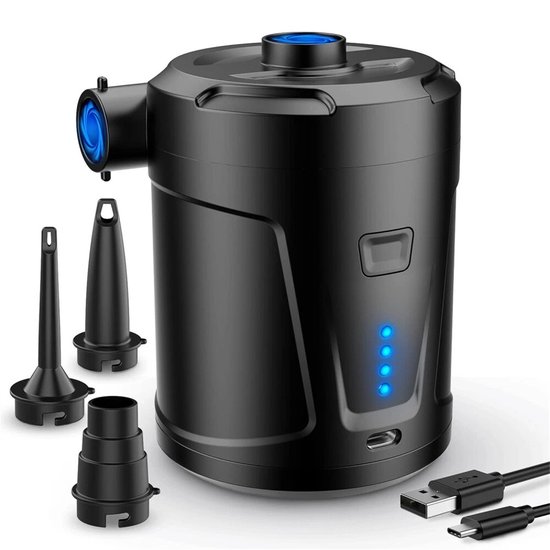Ynkkvre - Luchtpomp-Luchtcompressor - Elektrische luchtpomp - Zwembadpomp-Draagbaar- 5200 mAh - - 400 l/min-Oplaadbare accu - Met 3 luchtsproeiers - Snelpomp voor boot/luchtbed - oranje van Ynkkvre