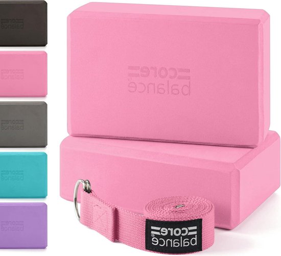 Yoga Blok Set Met D Ring Stretch Riem - EVA Schuim Baksteen van Rubytec