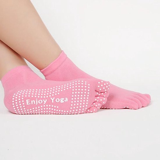 Yoga sokken met antislip - roze met tenen - maat 36 tot 40 van Sportneer