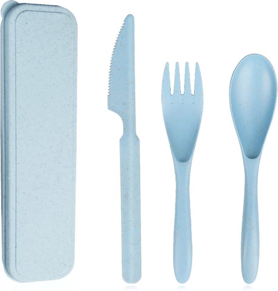 YONO Camping Bestek Set - Outdoor Eetgerei Meeneem Set - Reis Lepel, Vork en Mes - Blauw van YONO