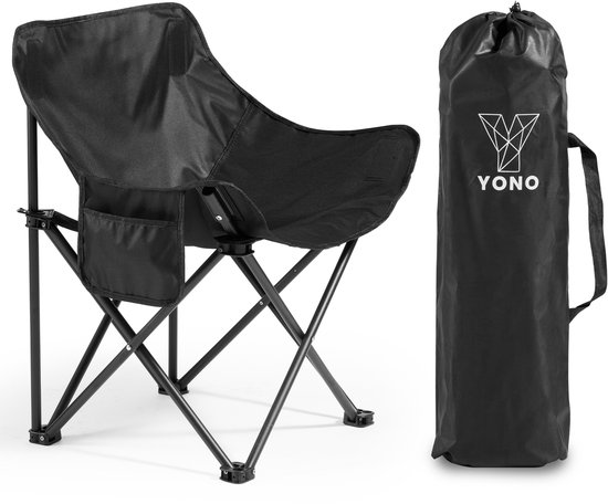 YONO Campingstoel Opvouwbaar - Vouwstoel - Inklapbaar - Lichtgewicht - Strandstoel - Visstoeltje - Zwart