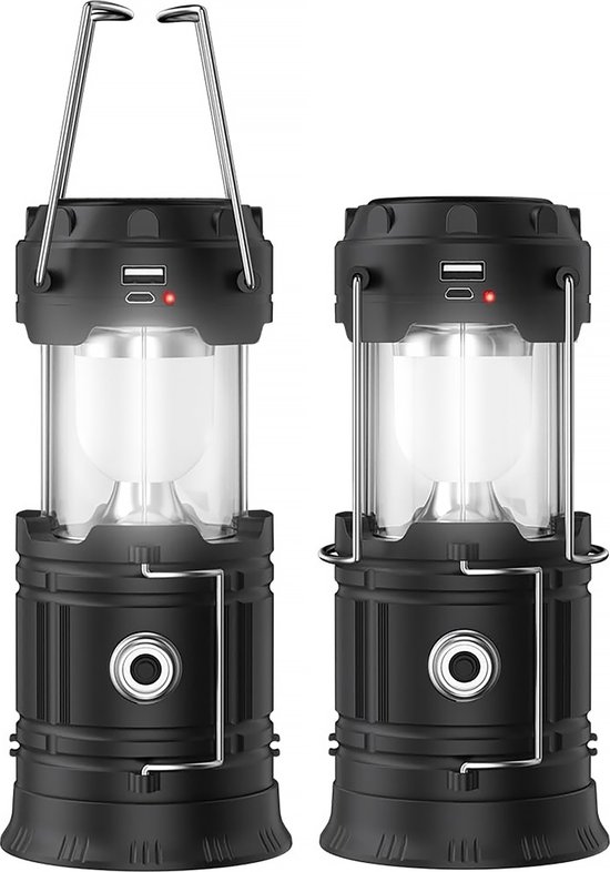 YONO LED Lantaarn Oplaadbaar - Camping Lamp - Kampeerlamp - Tentlamp - Windlicht - 2 Stuks van YONO