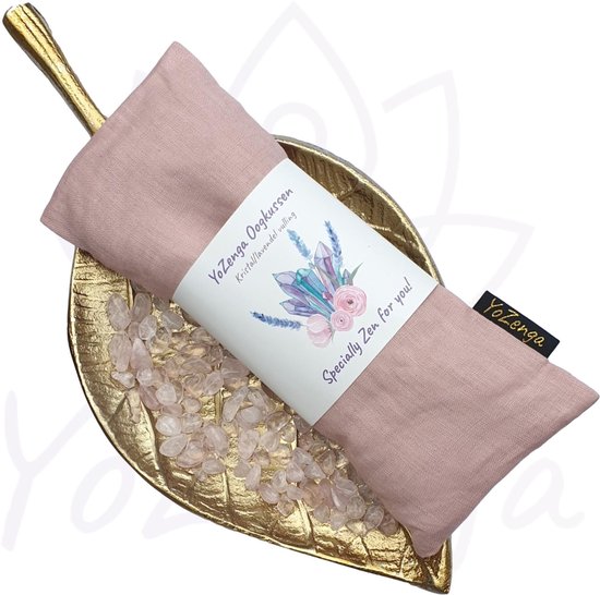 YoZenga oogkussen met Rozekwarts, lijnzaad & biologische lavendel | kristallen/edelstenen | Kleur: lightcoral | Yoga | Meditatie | Ontspanning | Ideaal bij hoofdpijn & stress klachten van YoZenga