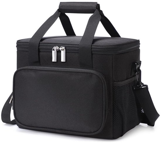 YOZHIQU Opvouwbare lunchtas - 15 liter - Kleine geïsoleerde koeltas - Unisex - Waterdichte geïsoleerde tas - Geschikt voor eten, bier, werk, strand, reizen - Zwart van Merkloos