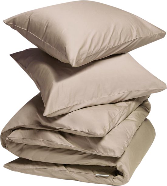 Yumeko dekbedovertrek katoen satijn warm taupe 240x220 + 2/60x70 - Bio, eco & fairtrade van Yumeko