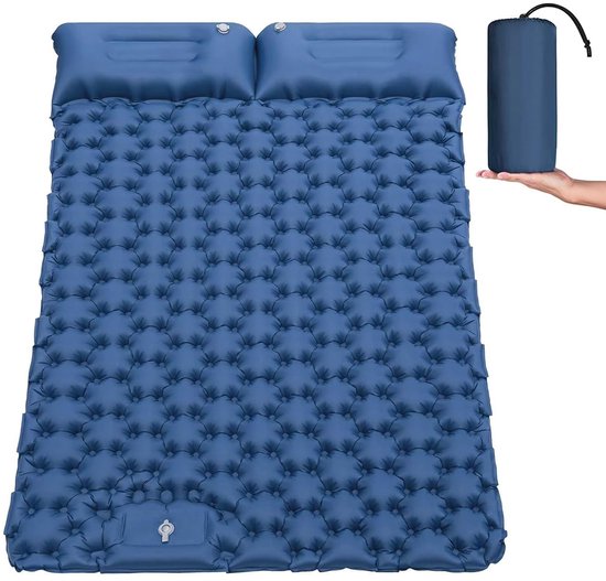 YYchan Luchtbed 2 Persoons - Slaapmat Zelfopblazend met Ingebouwde Voetpomp - Camping Matras - Kampeermatras - Donkerblauw