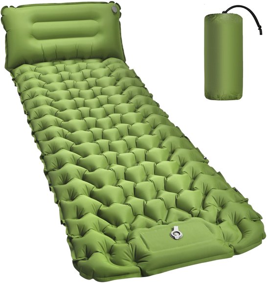 YYchan Luchtbed - Zelfopblazende Slaapmat - Comfortabel Kampeermatras - 1-Persoons - Olijfgroen