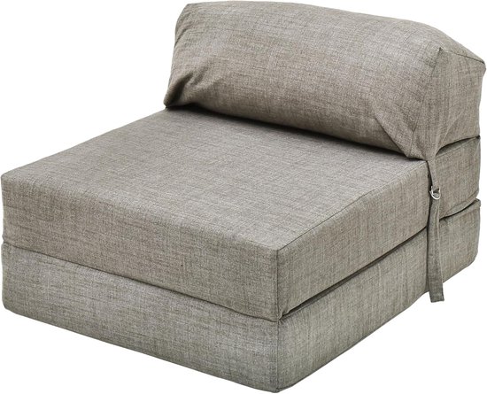 Z Bed Matras - Uitklapbaar Sofa Bed - Gastenslaap Oplossing - Opvouwbaar Ontwerp - 168x60x14 cm - Grijs van Merkloos