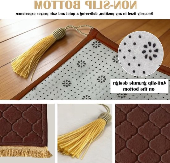 Zachte en Dikke Seccade Gebedskleed in Turkse Stijl voor Ramadan en Islamitische Gebeden (65 x 110 cm) - Perfect als Geschenk voor Omah