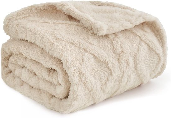 Zachte en warme hondendeken van fleece, 70 x 100 cm, wasbare slaapmat voor honden, katten en knaagdieren, medium beige