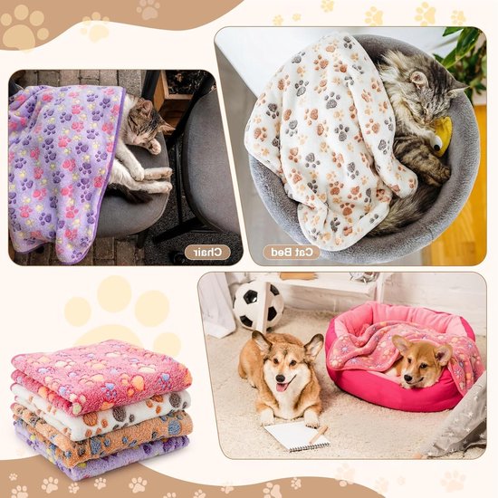 Zachte Fleece Deken voor Huisdieren - 4 Stuks, Warm en Comfortabel voor Honden, Katten en Kleine Dieren, Ideaal als Slaapmat of Kooi-inlegger in Diverse Kleuren