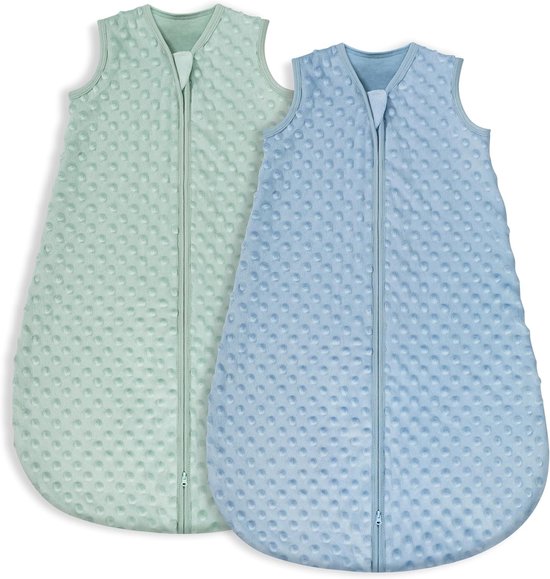 Zachte katoenen slaapzak voor baby's van 12-18 maanden, ideaal voor lente en herfst, set van 2 in blauw en groen