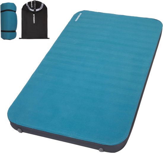 Zachte zelfopblazende slaapmat voor 2 personen, 10 cm dik, campingmat met R-Value 8,7, comfortabel en duurzaam voor buitentent en reizen van Quechua
