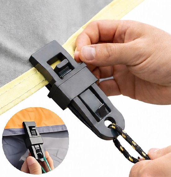 Zeilklemmen Set – 10 Stuks – Heavy Duty Tarp Clips – Tent & Luifel Klemmen – Wind- en Waterbestendig – Voor Kamperen, Caravan & Outdoor – Zwart