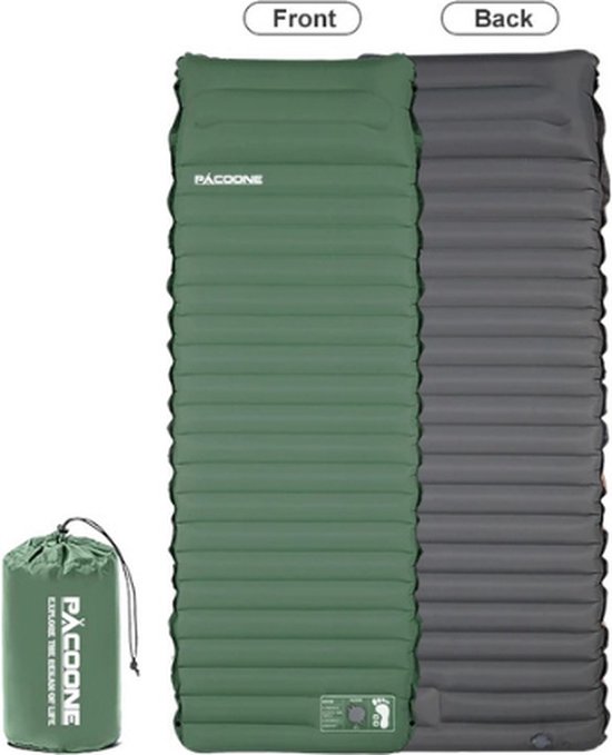 Zelf opblazend Luchtmatras - Ultralight - Luchtbed - Ingebouwd kussen - Groen - Backpacken - Camping - Vissen - Reizen - Outdoor - Ingebouwde pomp - Hoogte Matras 10cm - Hoogte kussen 16cm - 195cm × 70cm - Opslag: 29 × 15cm - 1KG van Hikenture