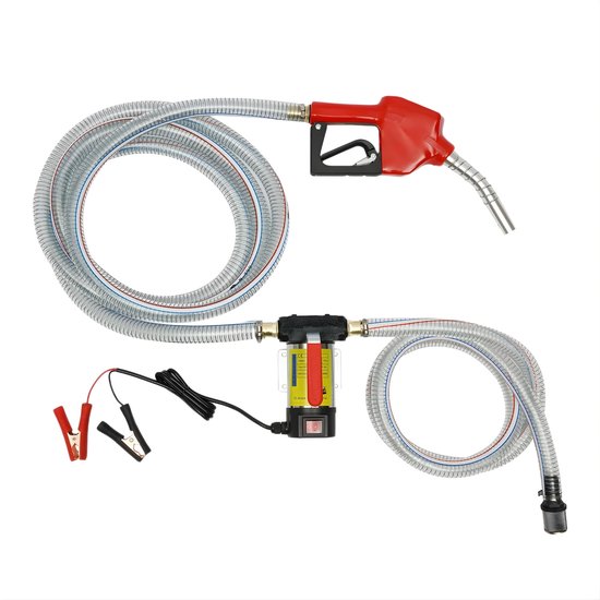 Zelfaanzuigende Diesel Pomp – 45 L/min – 12V Brandstofpomp – Met Verwarming Olie Pomp en Pistool – Voor Mobiele Tankstations – Rood