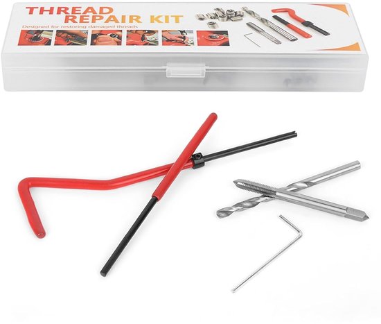 Zelfborgende schroefdraadreparatieset 25-delige schroefdraadreparatieset Inzetstuk draagbaar met plastic doos voor verwerkingsmachines