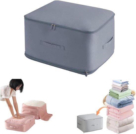 Zelfcomprimerende Organizer - Opbergzak Dekbed - Ruimte Besparen - Zonder Vacuüm Comprimerend - 52x42x30CM - Blauw