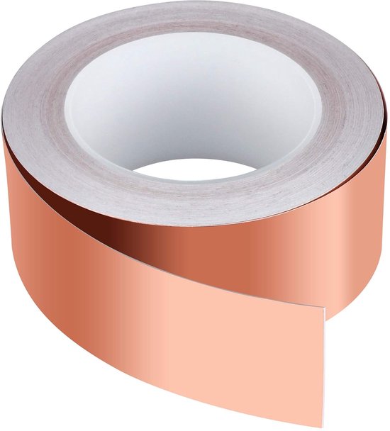 zelfklevend, koperband tegen slakken, 30 m x 50 mm, koperfolie, EMI koperfolie, dunne plakband, slakkenband, slakkenbescherming, slakkenhek