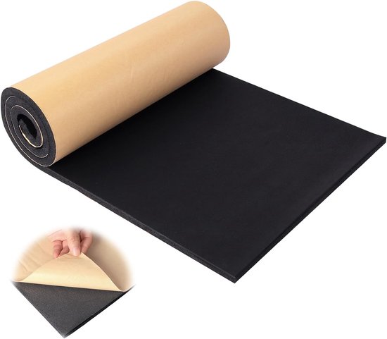 Zelfklevend schuimrubber plaat 100 x 30 x 1 cm voor isolatie, schokdemping en slipbescherming in auto en meubels