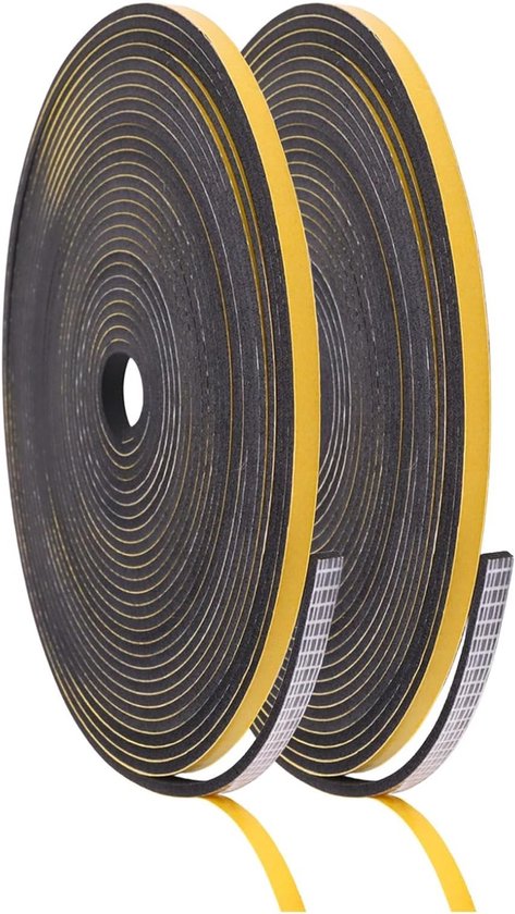 Zelfklevende 20 m Foam Raamafdichting 6 mm x 3 mm - Multifunctionele Geluidsisolatie, Wind- en Waterdicht, Vuurvast Schuim