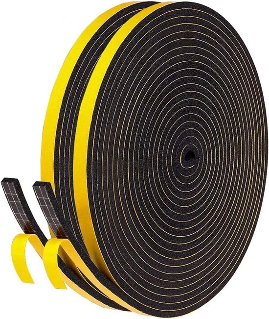 Zelfklevende Dichtband 6 mm x 3 mm x 20 m voor Deuren en Ramen, Geluiddempende Foam Seal voor Isolatie en Bescherming van Merkloos