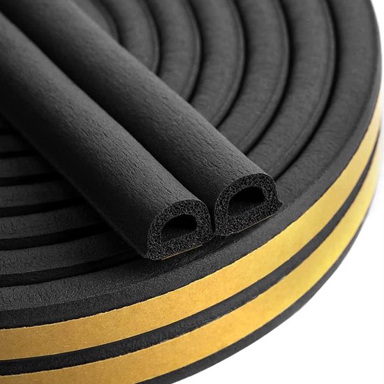 Zelfklevende Dichtband voor Deuren en Ramen, 6 Meter, Geluidsisolatie, Rubber Foam Strip, Weerbestendig en Anti-Collision van Merkloos