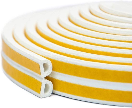 Zelfklevende Dichtstrip voor Deuren en Ramen - Isolatie tegen Koude, Geluid en Water, 3 m x 2 Stuks, Totaal 6 m, Wit van Merkloos