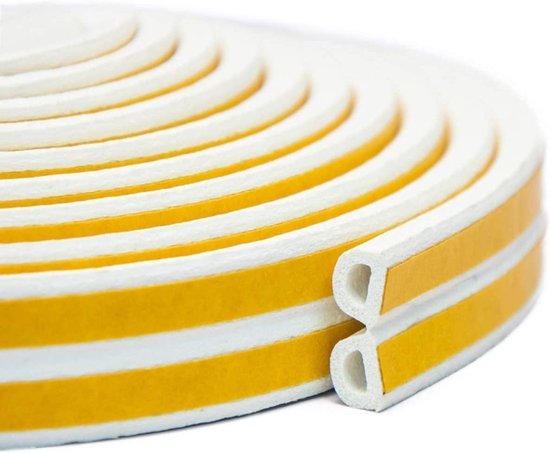 Zelfklevende Foam Dichting voor Deuren en Ramen, Geluiddicht, Waterdicht en Stofdicht, 3 m x 2 Strips, Totaal 6 m, Wit