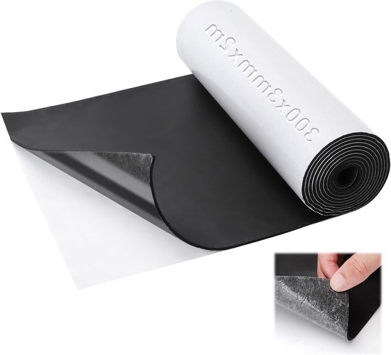 Zelfklevende Foam Rol 300mm x 2m x 3mm Zwart - Veelzijdige Antislip Mat voor Isolatie, Afsluiting en DIY Projecten voor Deuren, Vloeren en Muren