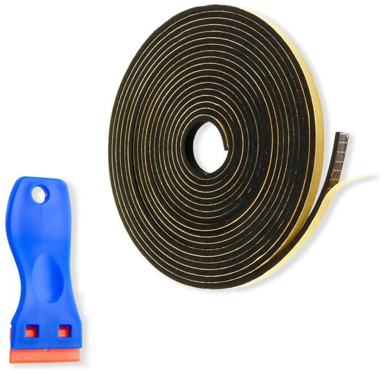 Zelfklevende Foam Seal 5 m CR EVA met Schraper voor het Afsluiten van Deuren, Ramen en Kookplaten - Geluidsisolatie, Energie-efficiëntie, Weerbestendig