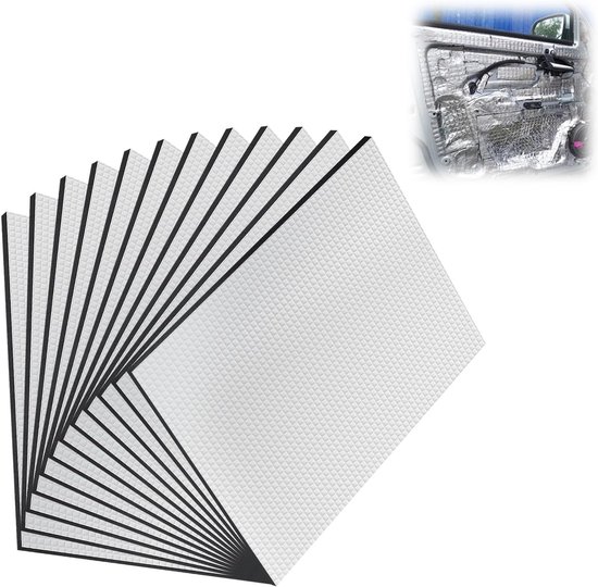 Zelfklevende Geluidsisolatie Matten 250 x 180 x 5 mm - 12 Stuks Geluidsdemping voor Auto, Brandwerend en Effectieve Isolatie voor Motorruimte