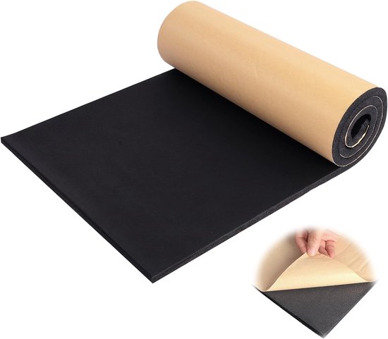 Zelfklevende neopreen isolatiematten, 100 x 30 x 1 cm, geluidsisolatie, thermische isolatie en akoestische demping