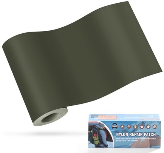Zelfklevende Nylon Reparatie Patch 10x160cm - Legergroen voor Tenten, Donsjacks, Slaapzakken en Meer van Merkloos