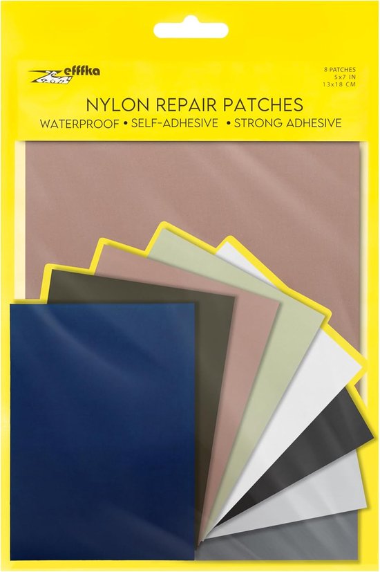 Zelfklevende Nylon Reparatiepatch Set - Waterdicht en Duurzaam voor Jassen, Tenten en Rugzakken - 8 Kleuren - Handige Toepassing zonder Strijkijzer van GearAid