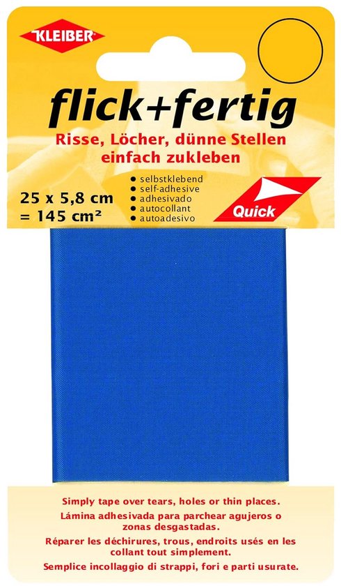 Zelfklevende Nylon Reparatiepatches - 100% Polyamide - 25 x 5,8 cm - 100 cm2 - Lichtblauw