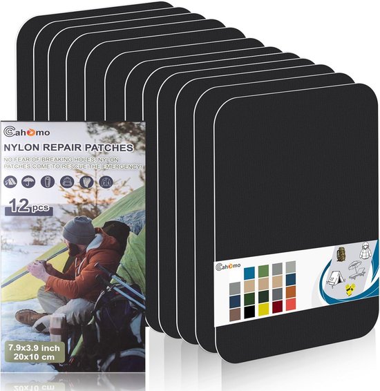 Zelfklevende Nylon Reparatiepatches (12x) - Waterdicht & Sterk voor Jassen, Tenten en Outdoor Gear van Merkloos