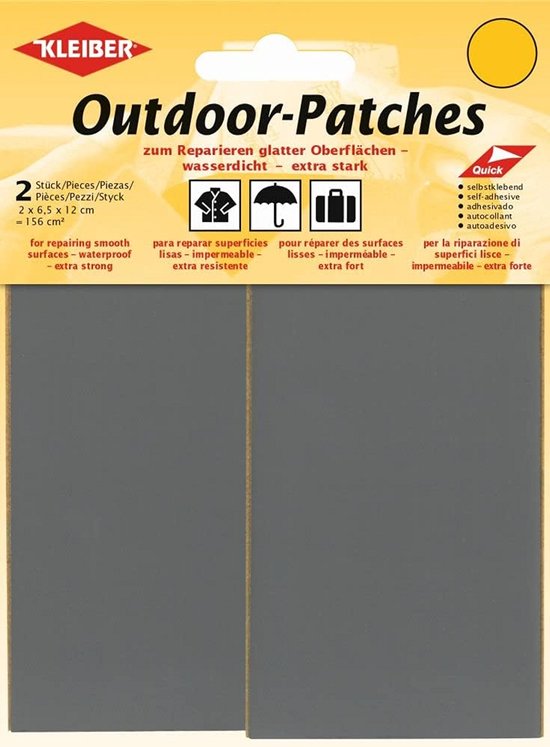 Zelfklevende Outdoor Reparatiesets - Waterdichte Patches voor Tent, Kleding en Sportartikelen - Grijs