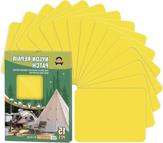 Zelfklevende Reparatiapatches - Nylon Patches - Snel Repareren - Waterdicht Materiaal - 15 stuks 9x12cm - Geel