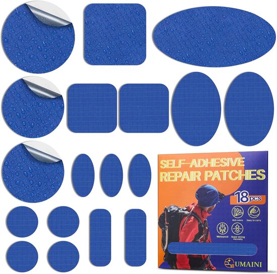 Zelfklevende Reparatiepatches Nylon voor Waterdichte Jassen en Tenten - 18 Stuks