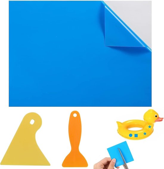 Zelfklevende Reparatiepleisters voor Opblaasbare Producten - Transparant - 125 x 85 cm - PVC Reparatieset met Schrapers - Voor Meerdere Toepassingen