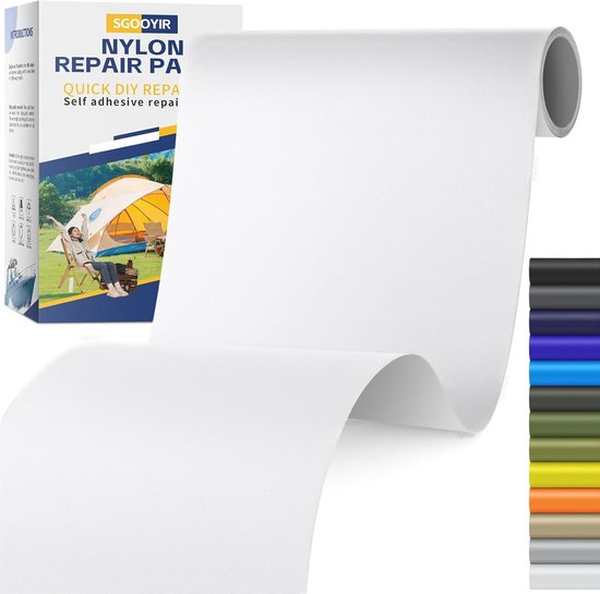 Zelfklevende reparatieset voor tenten en donsjakken - 10 x 200 cm waterdichte nylon patches van Merkloos