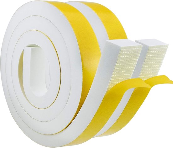 Zelfklevende Schuimafplaktape, Wit, 25mm x 20mm, Voor Deuren en Ramen, Weerbestendig, Geluidsisolatie, 2m Lang, 2 Rollen