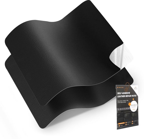 Zelfklevende Set: Reparatiepleisters voor Leer en Kunstleer - Zwart (2 Stuks) van Merkloos