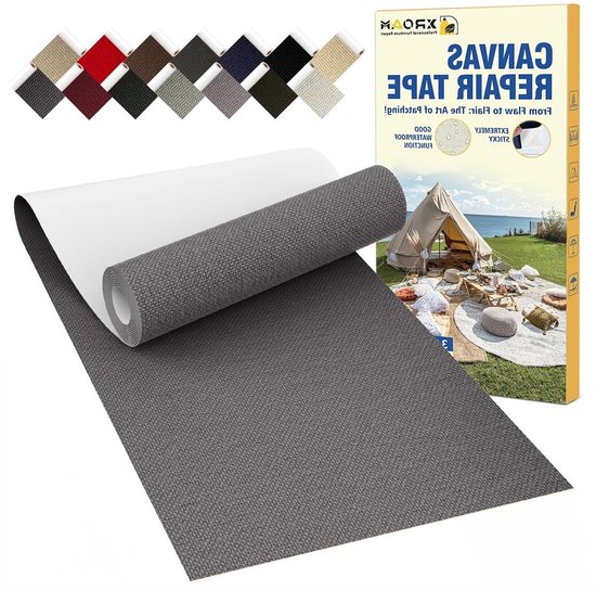 Zelfklevende stof - Reparatietape canvas - Buiten repareren - Sterke waterdichte lijm - 8 x 160 cm - Rookgrijs