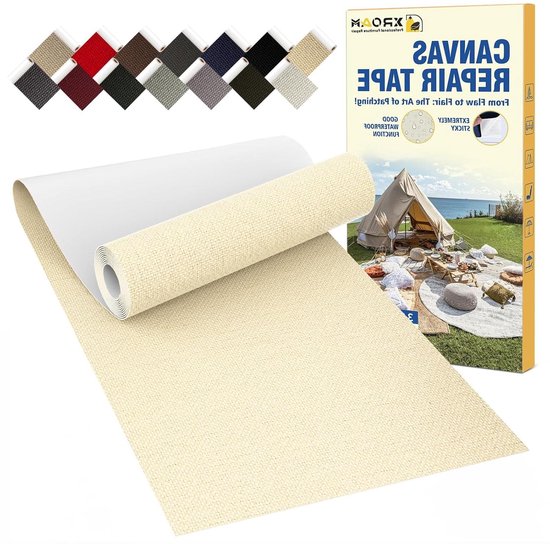 Zelfklevende stof - Reparatietape canvas - Buitenmeubels repareren - Waterdichte sterke lijm - 8 x 160 cm - Beige