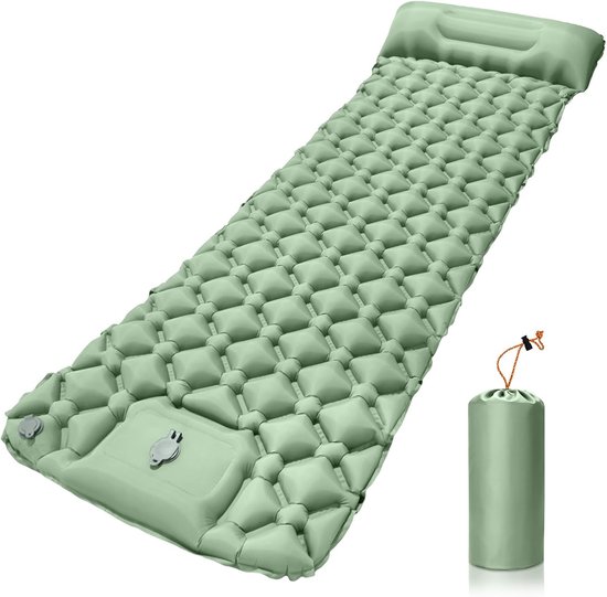 Zelfopblaasbaar Kampeermatras - Groen - 5 cm Dikte - Ultralicht en Draagbaar - Voor Wandelen en Kamperen