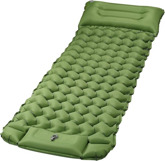 Zelfopblaasbaar Matras - Groen - 68 x 198 cm - Ultralicht met Geïntegreerd Kussen - Voor 1 Persoon