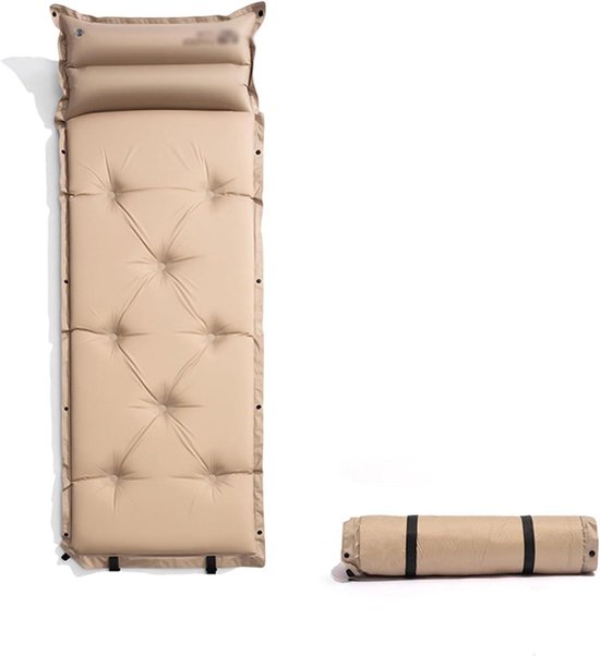 Zelfopblaasbaar Slaapmatje - Kampeermatras Luchtbed - Kamperen en Reizen - 24 Inch Dik - Single 192x60cm - Zandkleur